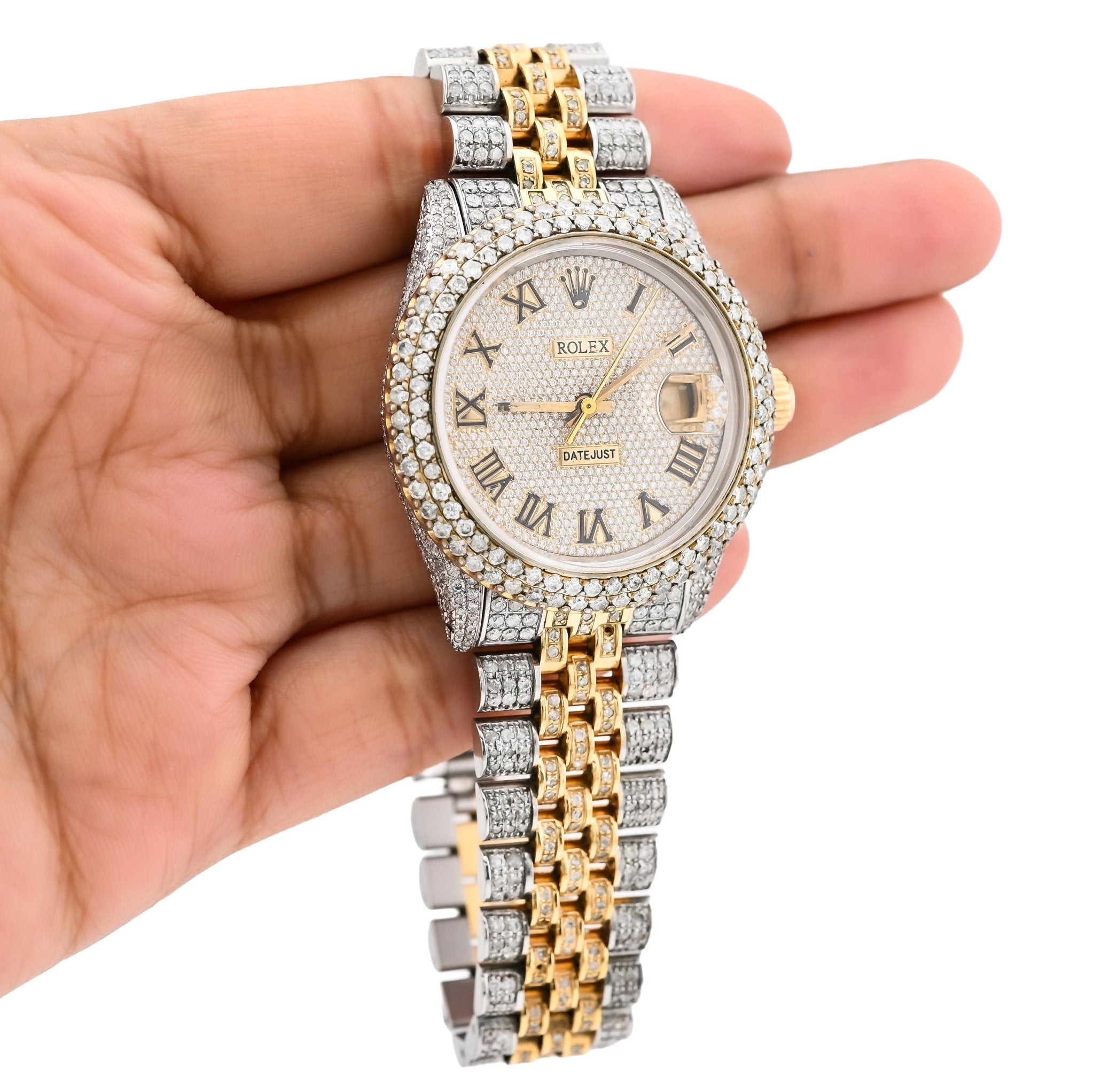 Rolex 36MM DateJust 15.75CT Natural Diamond Bussdown Roman Numeral Dial Jubilee Band 2 Tone Watch - Elite Jewelers - Luxury Watch
