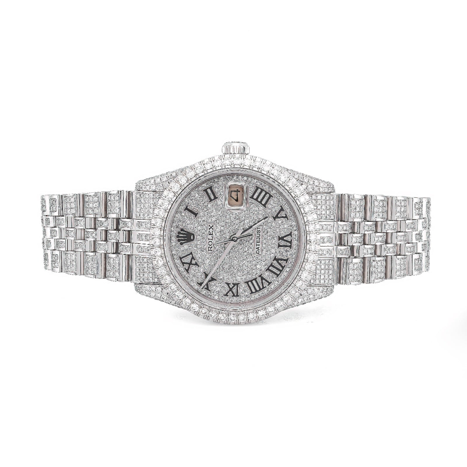 Rolex 36MM DateJust 15.75CT Natural Diamond Bussdown Roman Numeral Dial Jubilee Band All White Watch - Elite Jewelers-Luxury Watch
