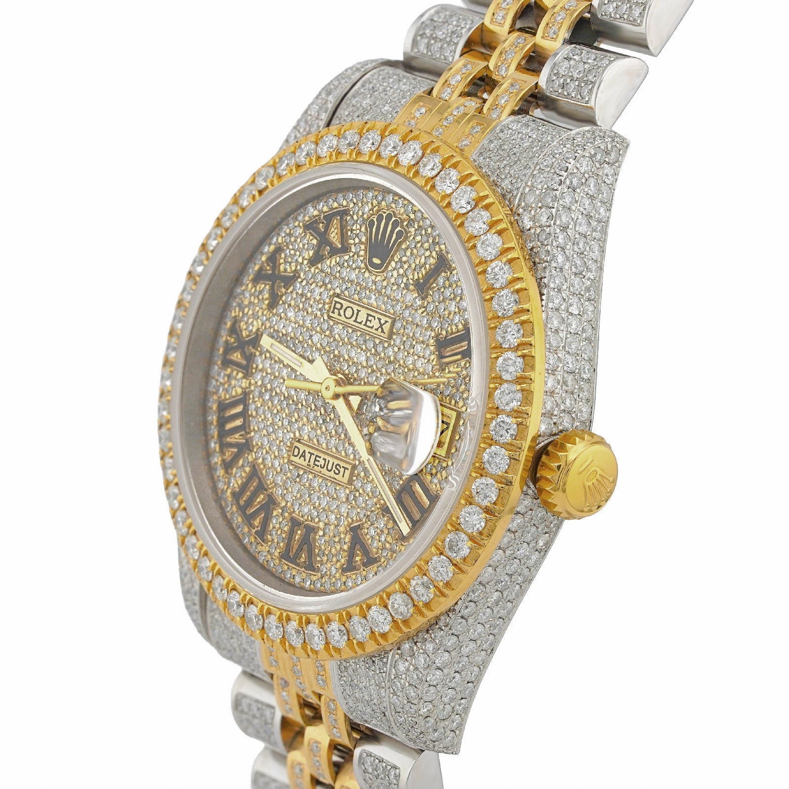 Rolex 36MM DateJust 15CT Natural Diamond Bussdown Roman Numeral Dial Jubilee Band 2 Tone Yellow Watch - Elite Jewelers-Luxury Watch