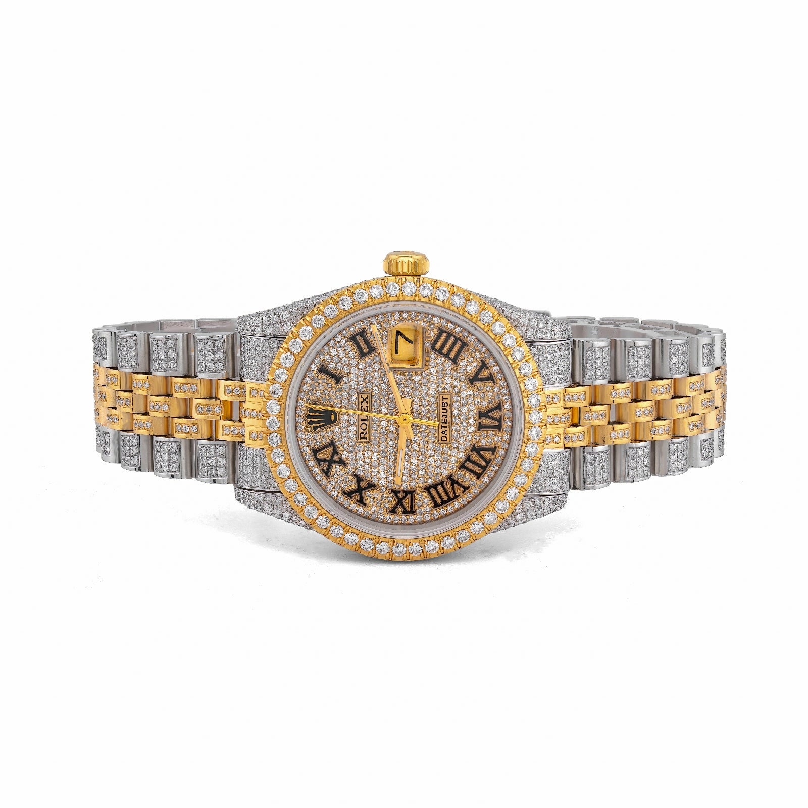 Rolex 36MM DateJust 15CT Natural Diamond Bussdown Roman Numeral Dial Jubilee Band 2 Tone Yellow Watch - Elite Jewelers-Luxury Watch