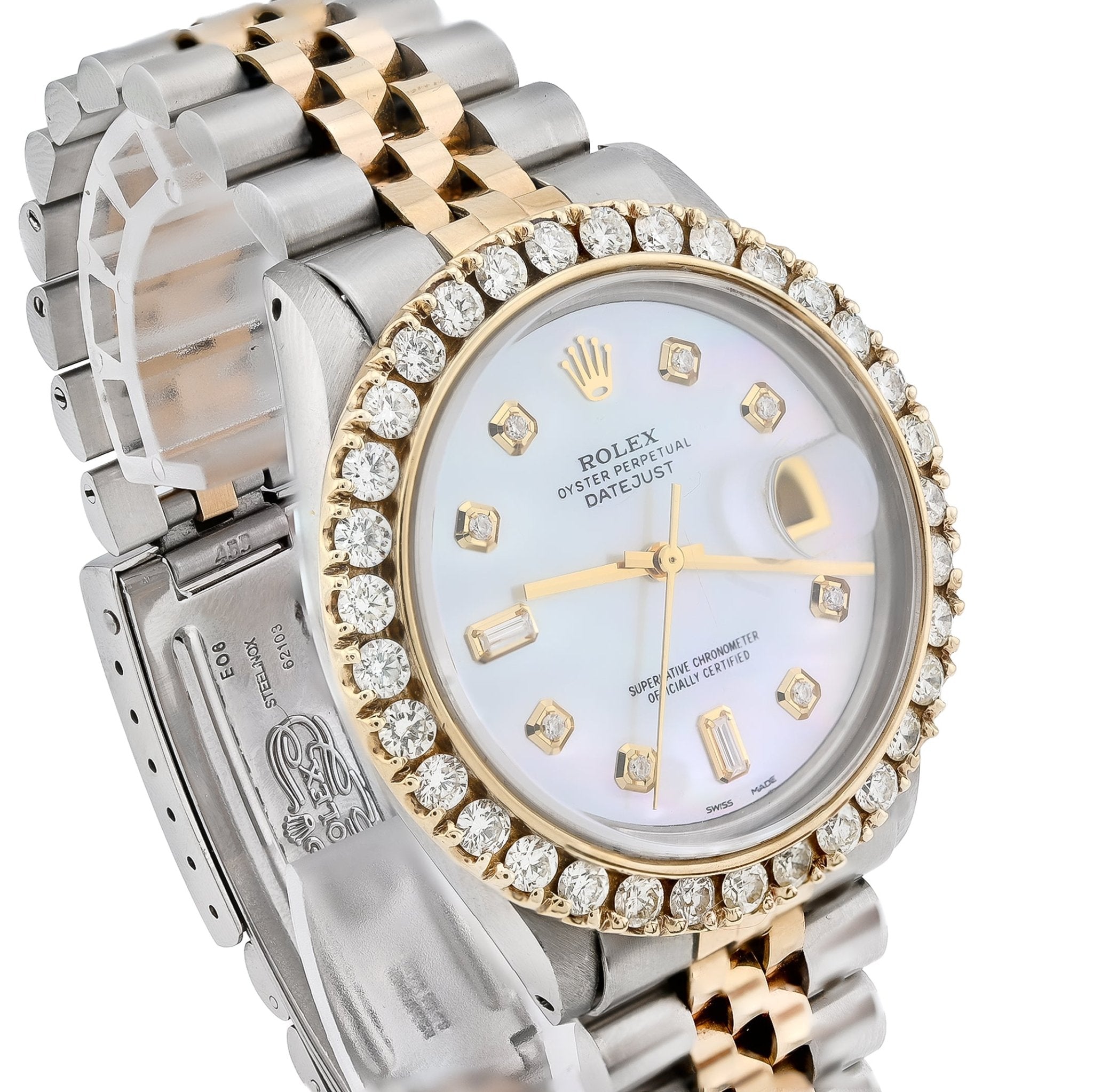 Rolex 36MM Datejust 2.5CTW Natural Diamond Bezel and Dial MOP Face 2 Tone Jubilee Band Watch - Elite Jewelers - Luxury Watch