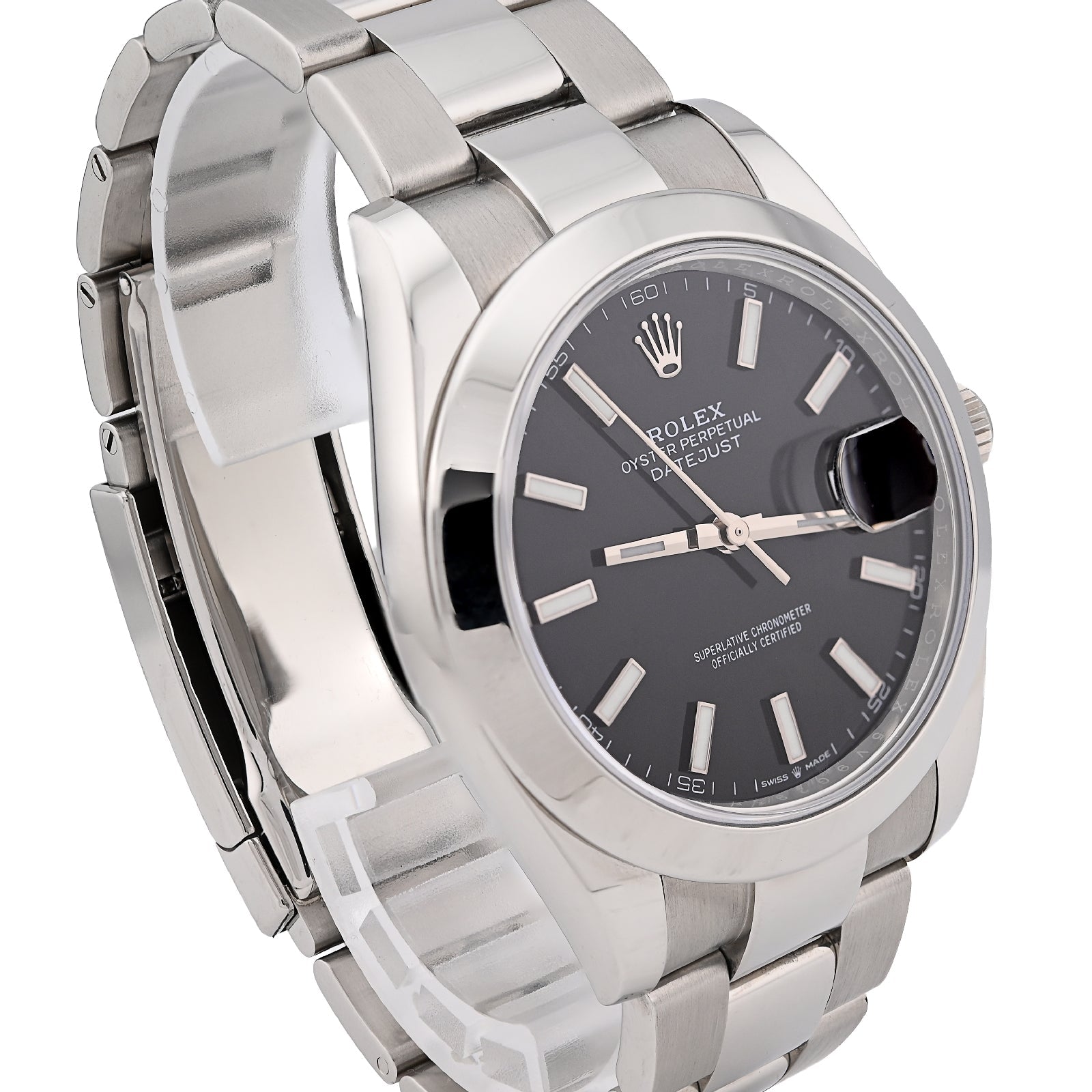 Rolex 41MM Datejust Black Face Oyester Band Smooth Bezel 2021 Stainless Steel Box/Papers Watch 126300 - Elite Jewelers - Luxury Watch