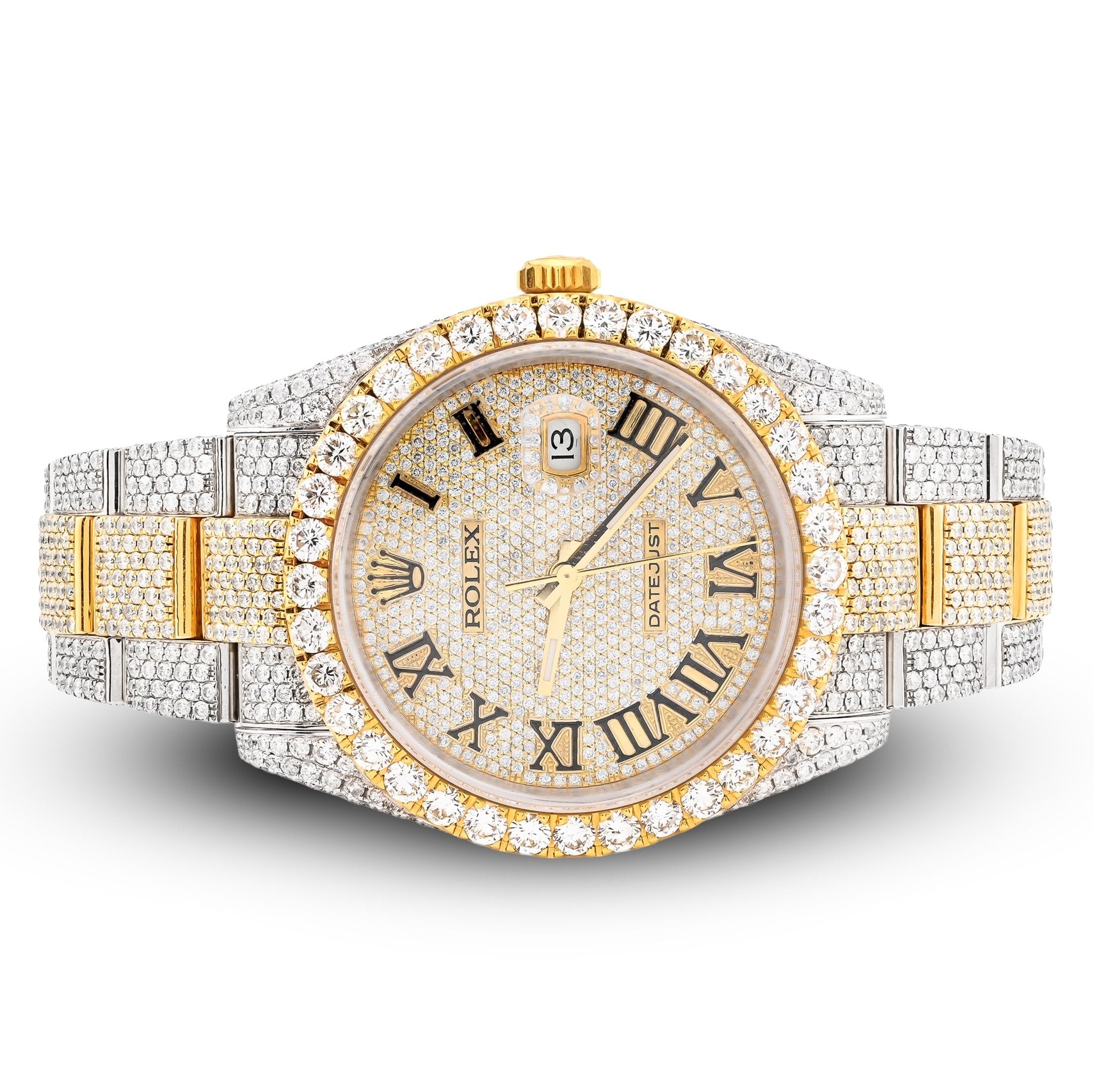 Rolex 41MM DateJust SS/18K Gold 19CT Natural Diamond Bussdown Roman Numeral Dial Oyster Band 126333 - Elite Jewelers - Luxury Watch