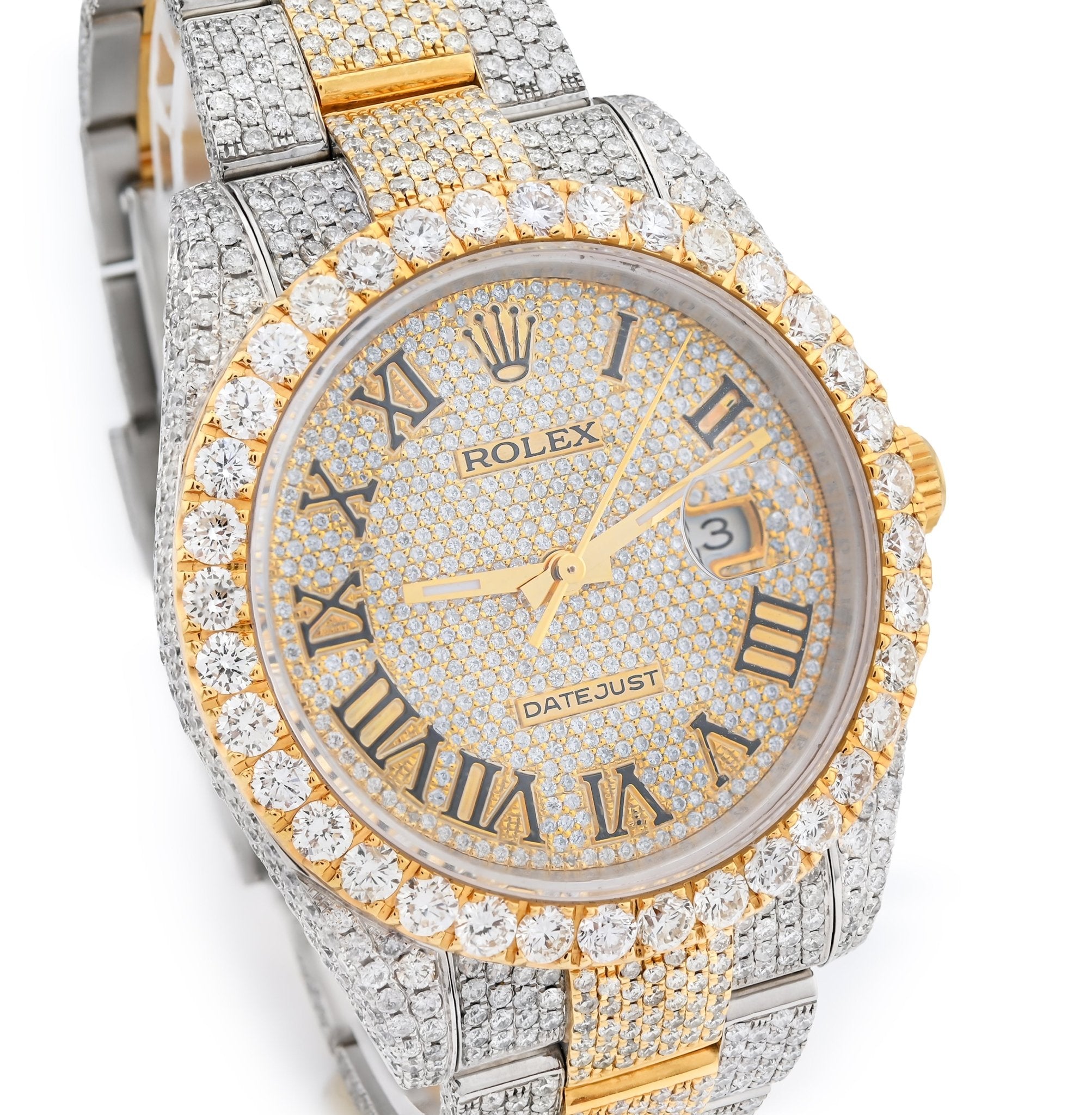 Rolex 41MM DateJust SS/18K Gold 19CT Natural Diamond Bussdown Roman Numeral Dial Oyster Band 126333 - Elite Jewelers - Luxury Watch