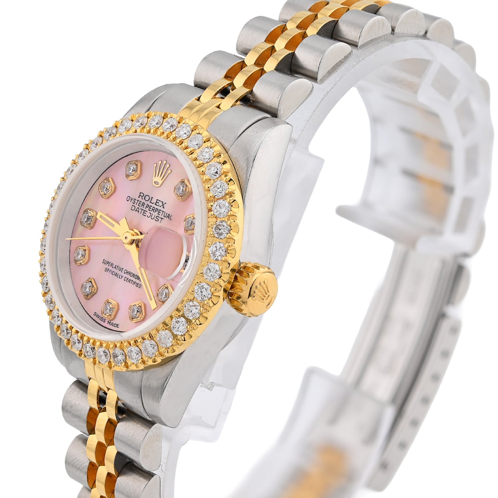 Rolex Datejust 26MM 1.5CT Natural Diamond Bezel/Dial Pink MOP Face Two Tone Jubilee Women Watch - Elite Jewelers - Luxury Watch