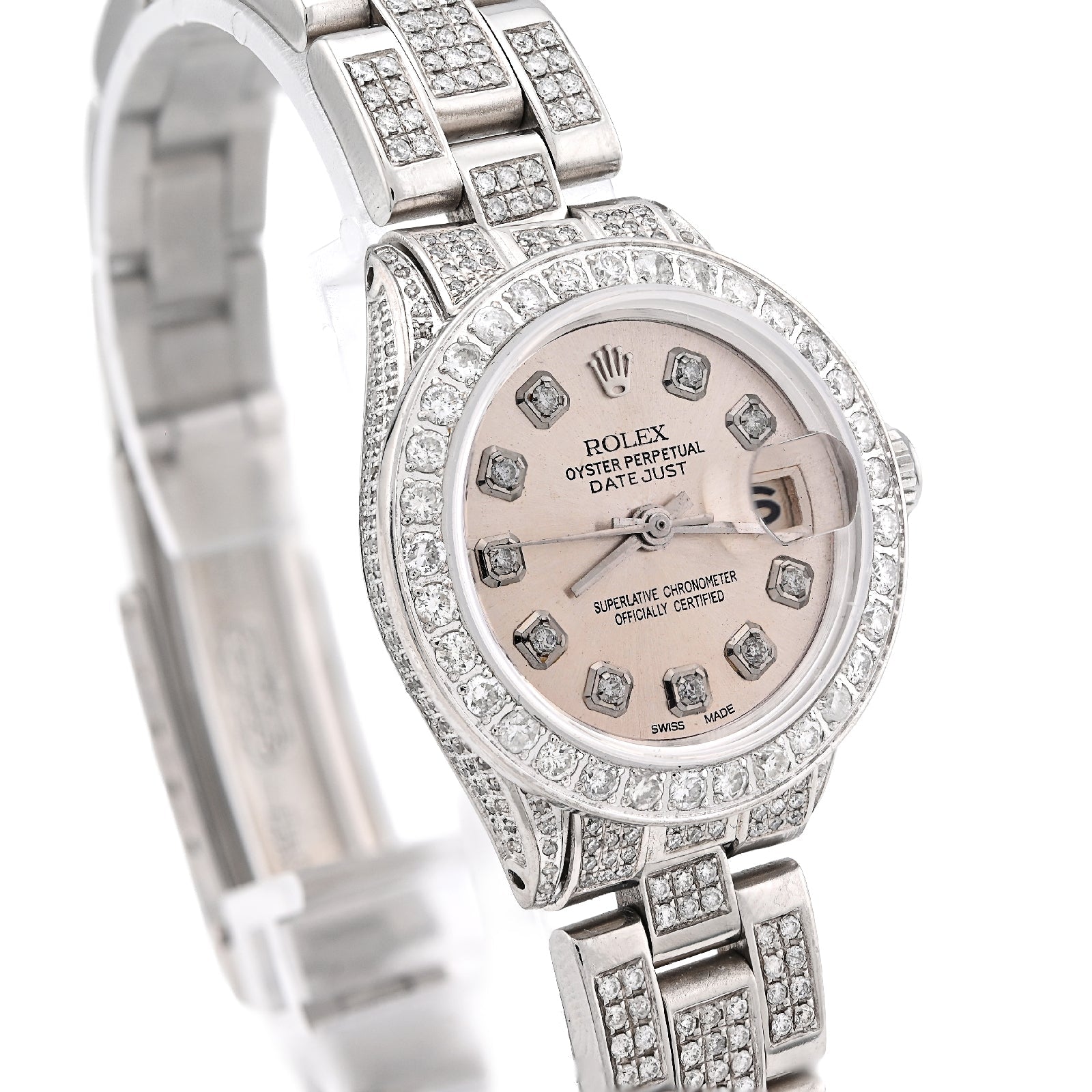 Rolex Datejust 26MM 9CT Natural Diamond Bussdown White Face Oyster Band Women Watch - Elite Jewelers - Luxury Watch