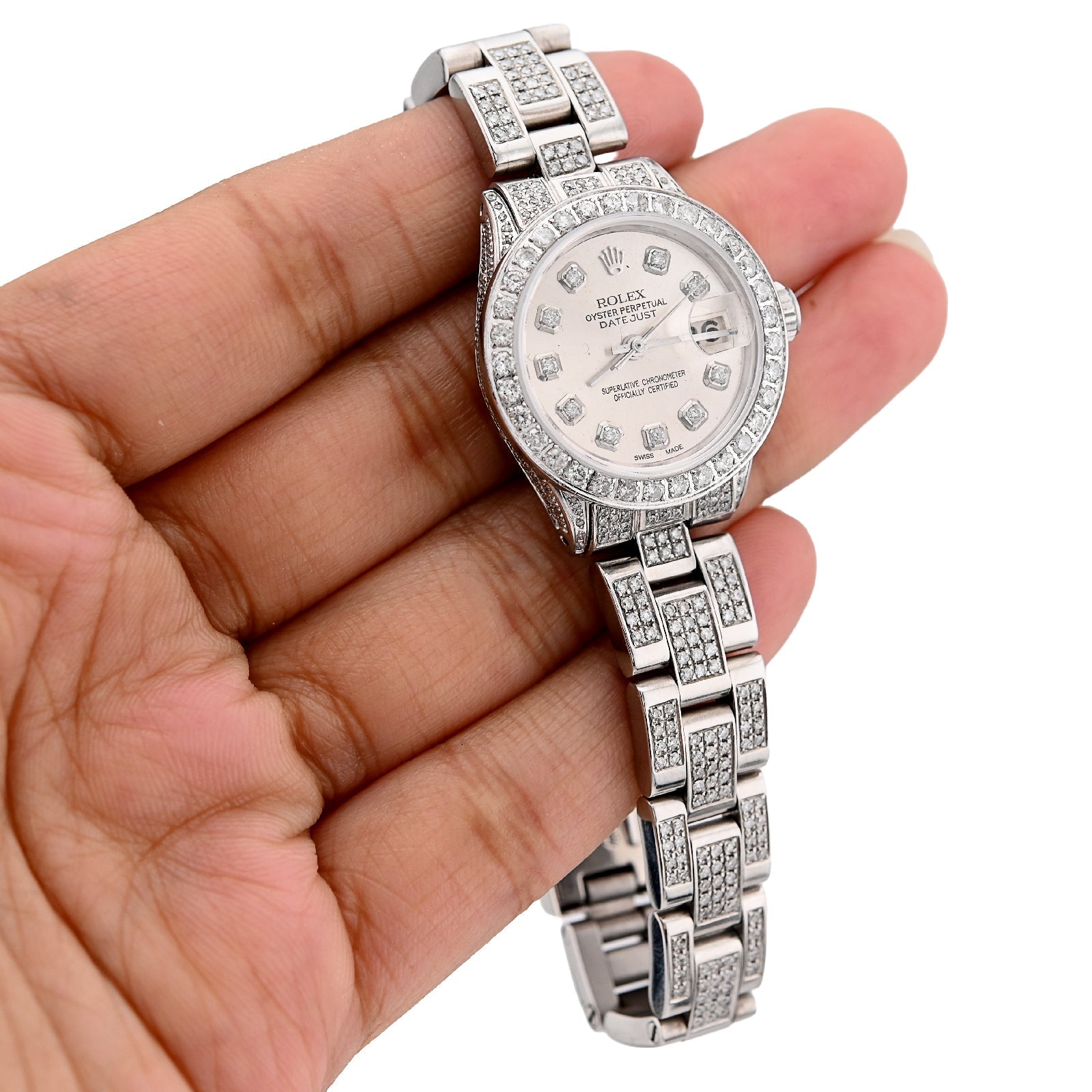 Rolex Datejust 26MM 9CT Natural Diamond Bussdown White Face Oyster Band Women Watch - Elite Jewelers - Luxury Watch