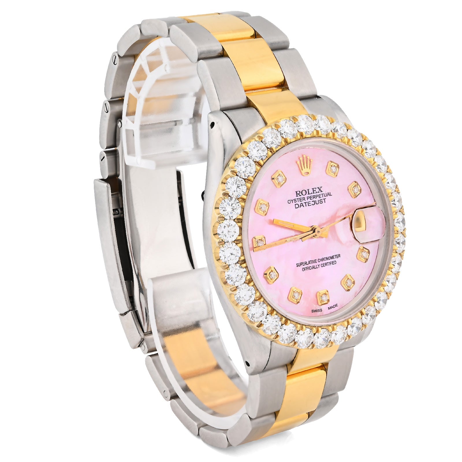 Rolex Datejust 36MM 3CT Lab Diamond Bezel/Dial Pink Face Men Women Watch - Elite Jewelers - Luxury Watch