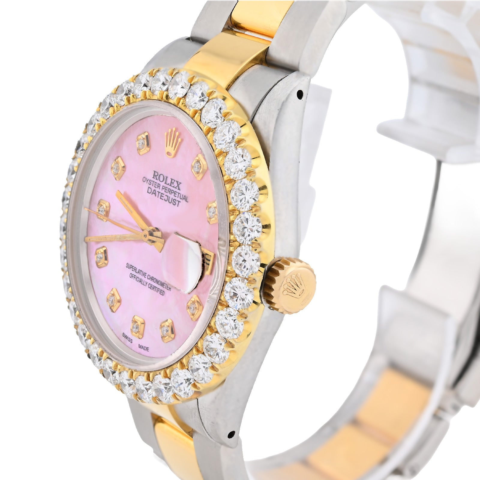 Rolex Datejust 36MM 3CT Lab Diamond Bezel/Dial Pink Face Men Women Watch - Elite Jewelers - Luxury Watch