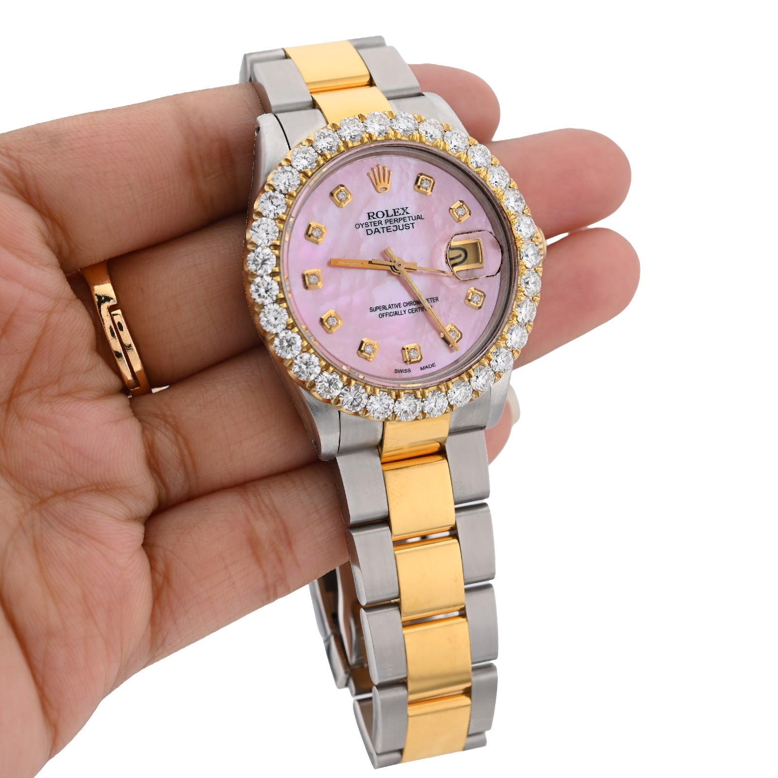 Rolex Datejust 36MM 3CT Lab Diamond Bezel/Dial Pink Face Men Women Watch - Elite Jewelers - Luxury Watch
