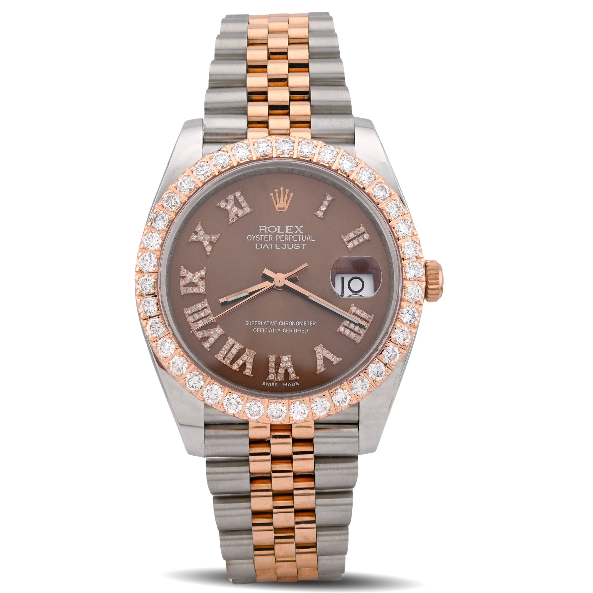 Rolex Datejust 41MM 3.5CT Natural Diamond Bezel Chocolate Face 2-Tone Jubilee Band Watch - Elite Jewelers-Luxury Watch