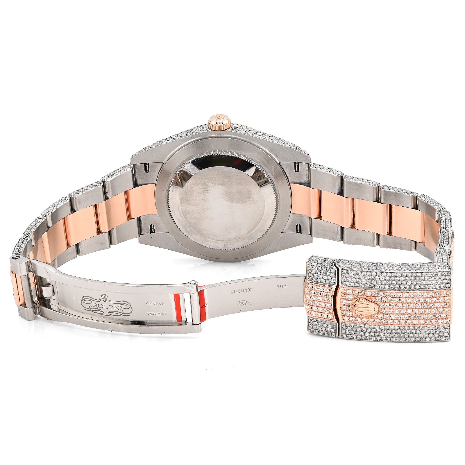 Rolex Datejust 41MM Rose & White Two Tone 15.65CT Natural Diamond Bussdown Dual Row Bezel Men Watch - Elite Jewelers - Luxury Watch