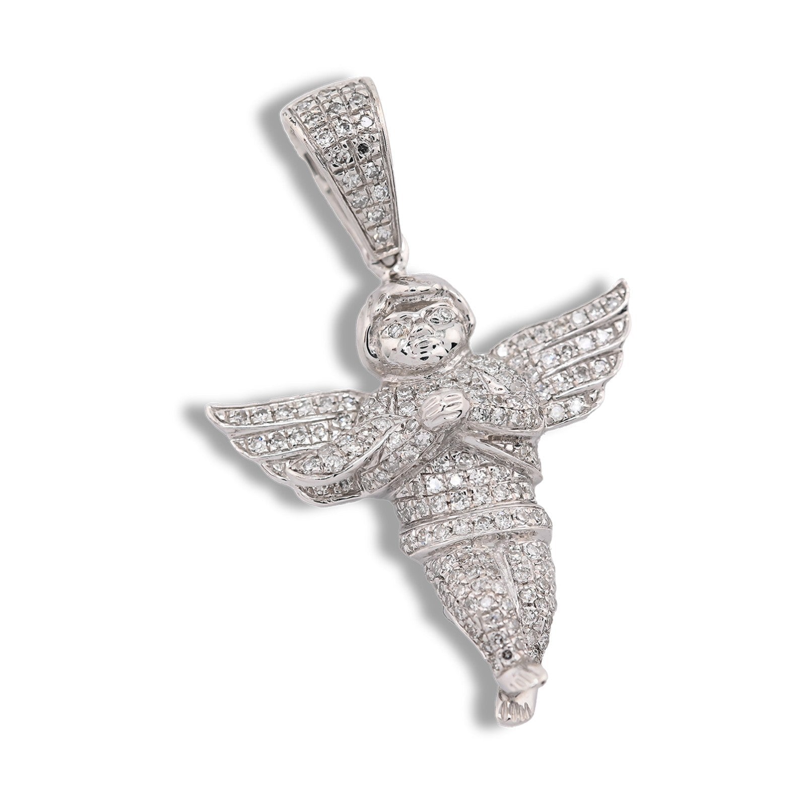 Sterling Silver 0.45 CTW Natural Diamond Angel Pendant 3.3g Unisex Adults Charm - Elite Jewelers - Charms & Pendants