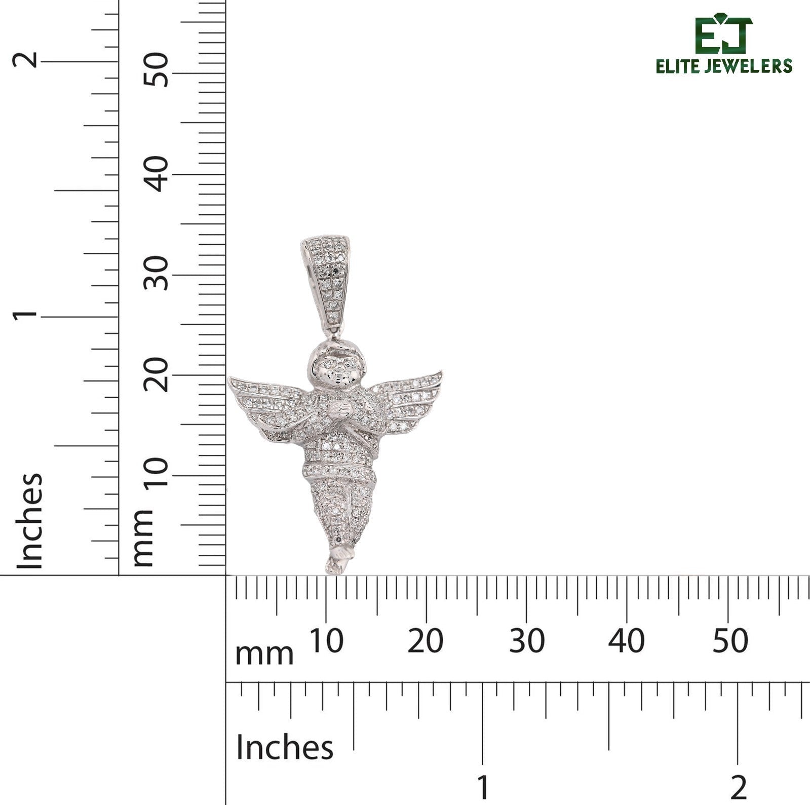 Sterling Silver 0.45 CTW Natural Diamond Angel Pendant 3.3g Unisex Adults Charm - Elite Jewelers - Charms & Pendants