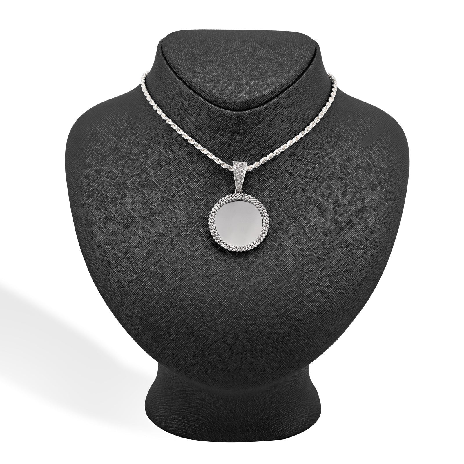 Sterling Silver 1.5CTW Natural Diamond Customize Memory Round Pendant 8.5g Charm - Elite Jewelers - Charms & Pendants