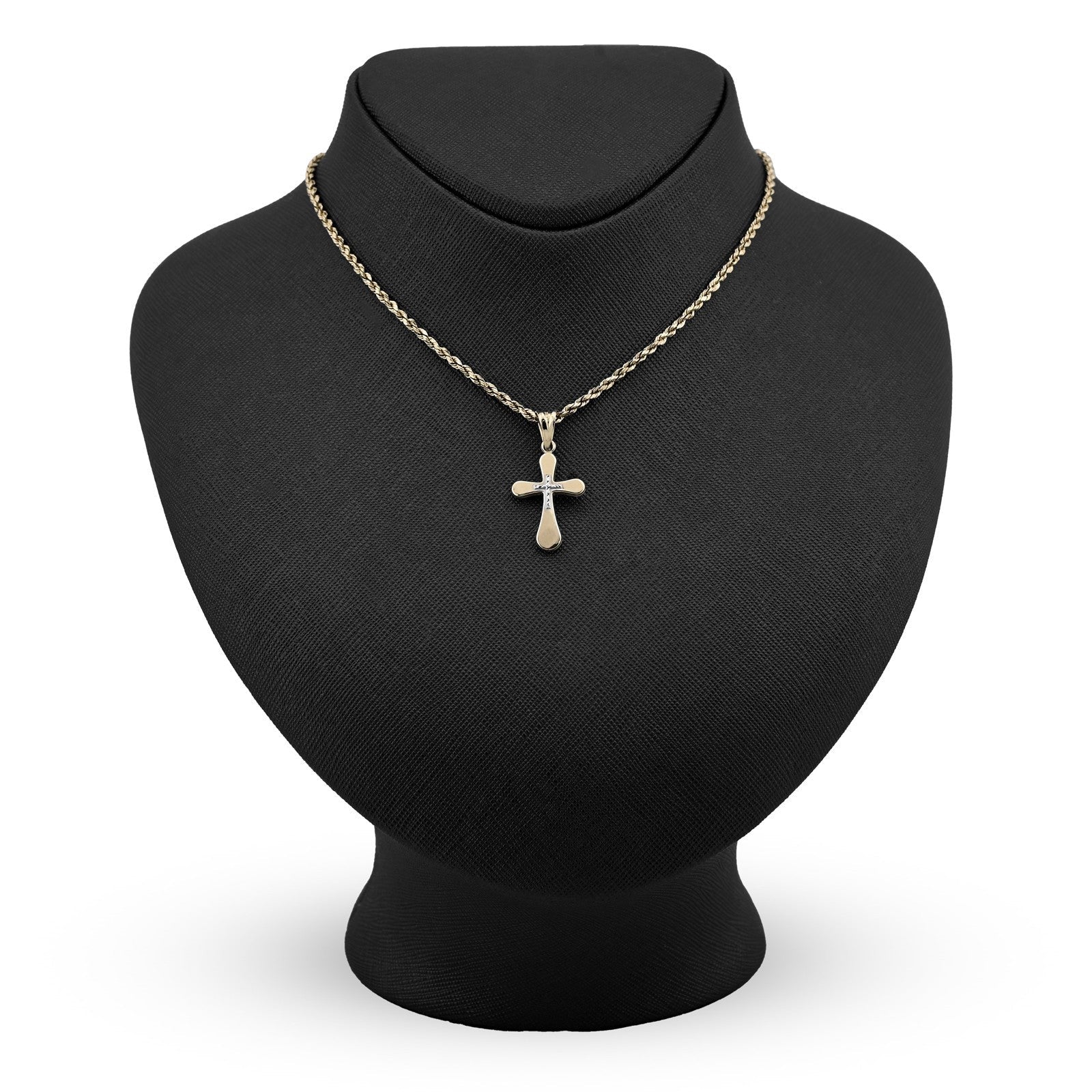 Two Tone 1/10th 10k Gold Bonded 925 Silver Diamond Cut Cross Pendant 0.7gm Charm - Elite Jewelers - Charms & Pendants