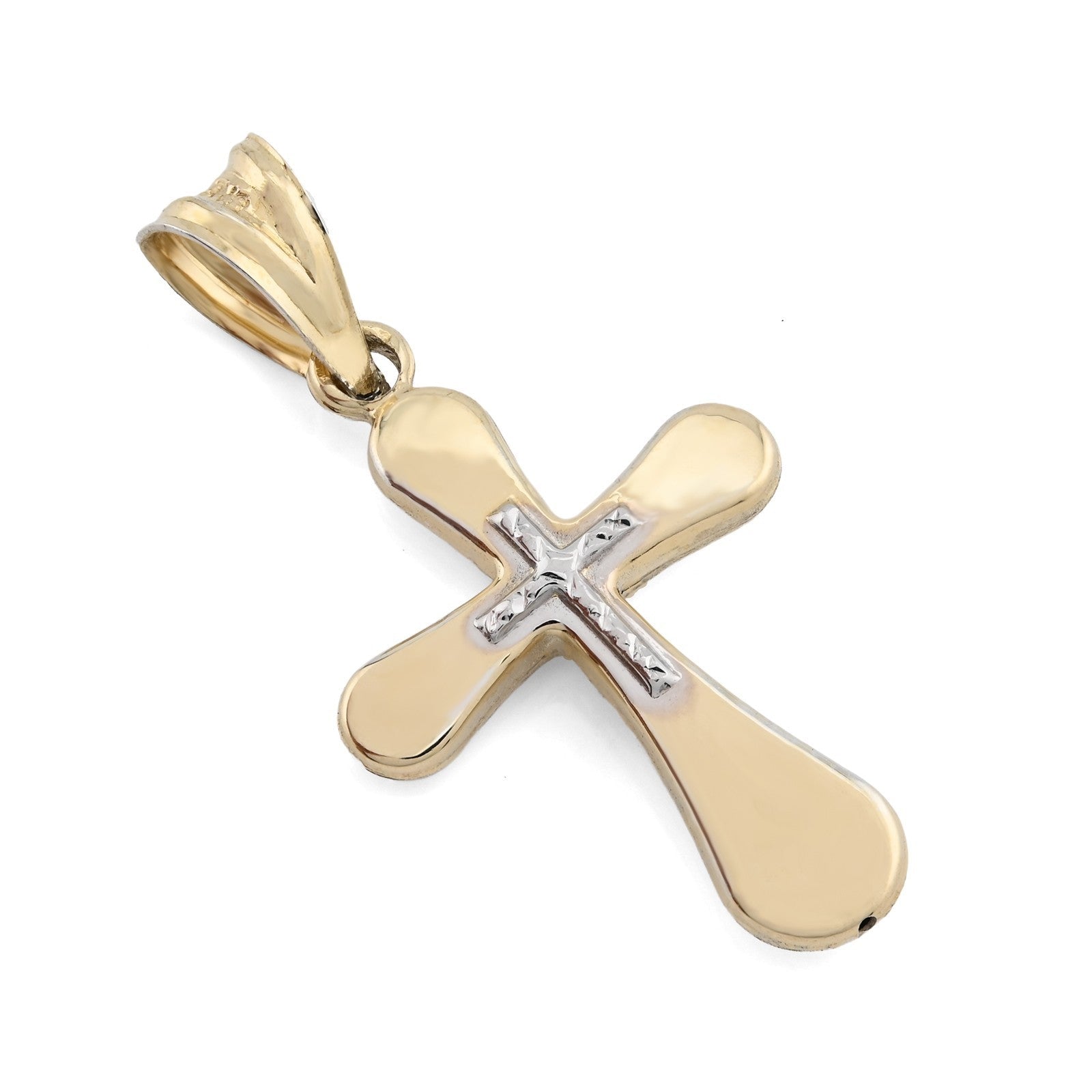 Two Tone 1/10th 10k Gold Bonded 925 Silver Diamond Cut Cross Pendant 0.7gm Charm - Elite Jewelers - Charms & Pendants