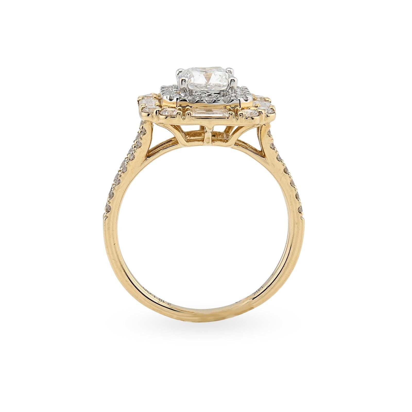 Women 14k Yellow Gold 2.19CTW Lab Diamond 4.3g Princess Cut Halo Engagement Ring - Elite Jewelers - Rings