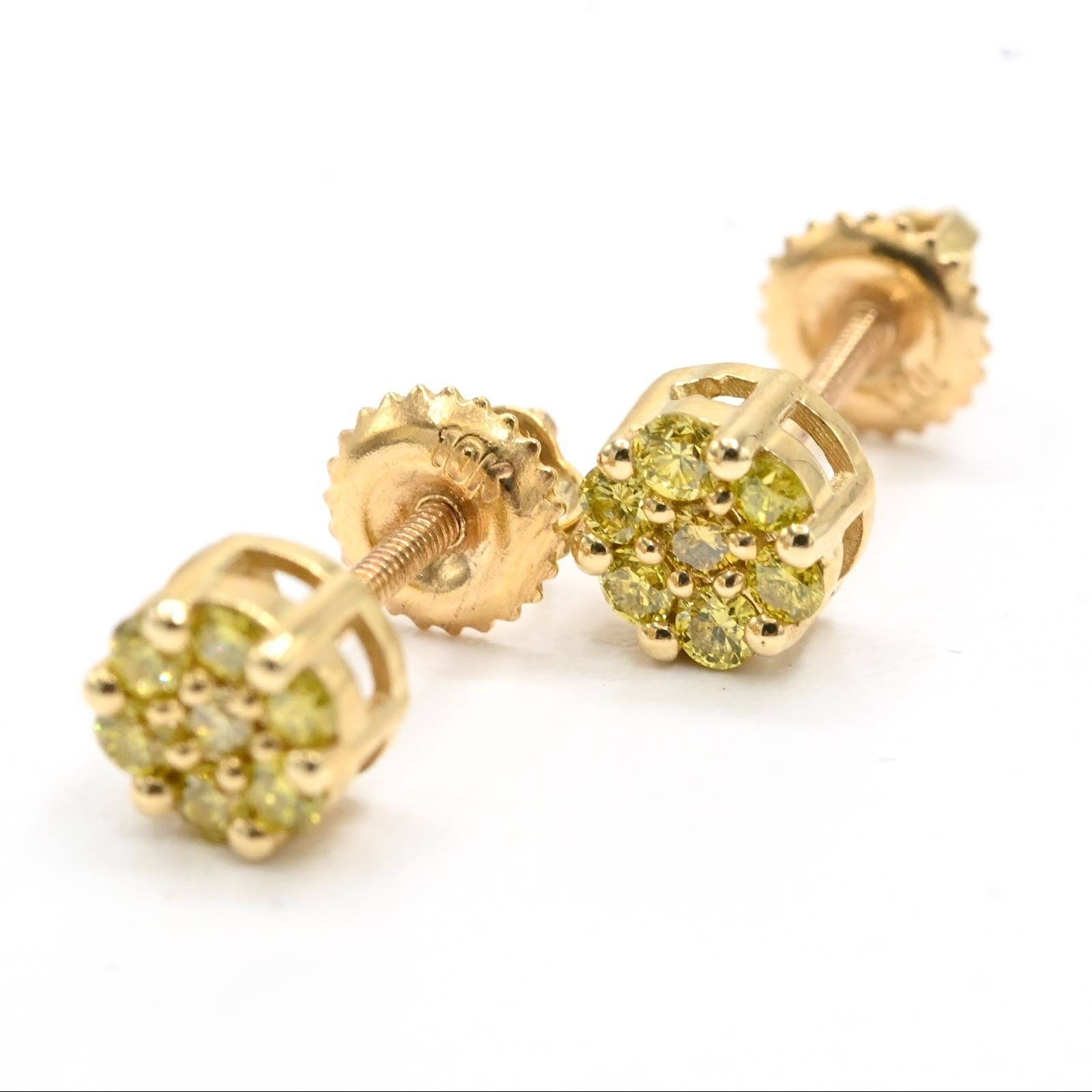 Womens 10k Yellow Gold 0.25CTW Natural Diamond Citrine Round Stud Earring - Elite Jewelers - Earrings
