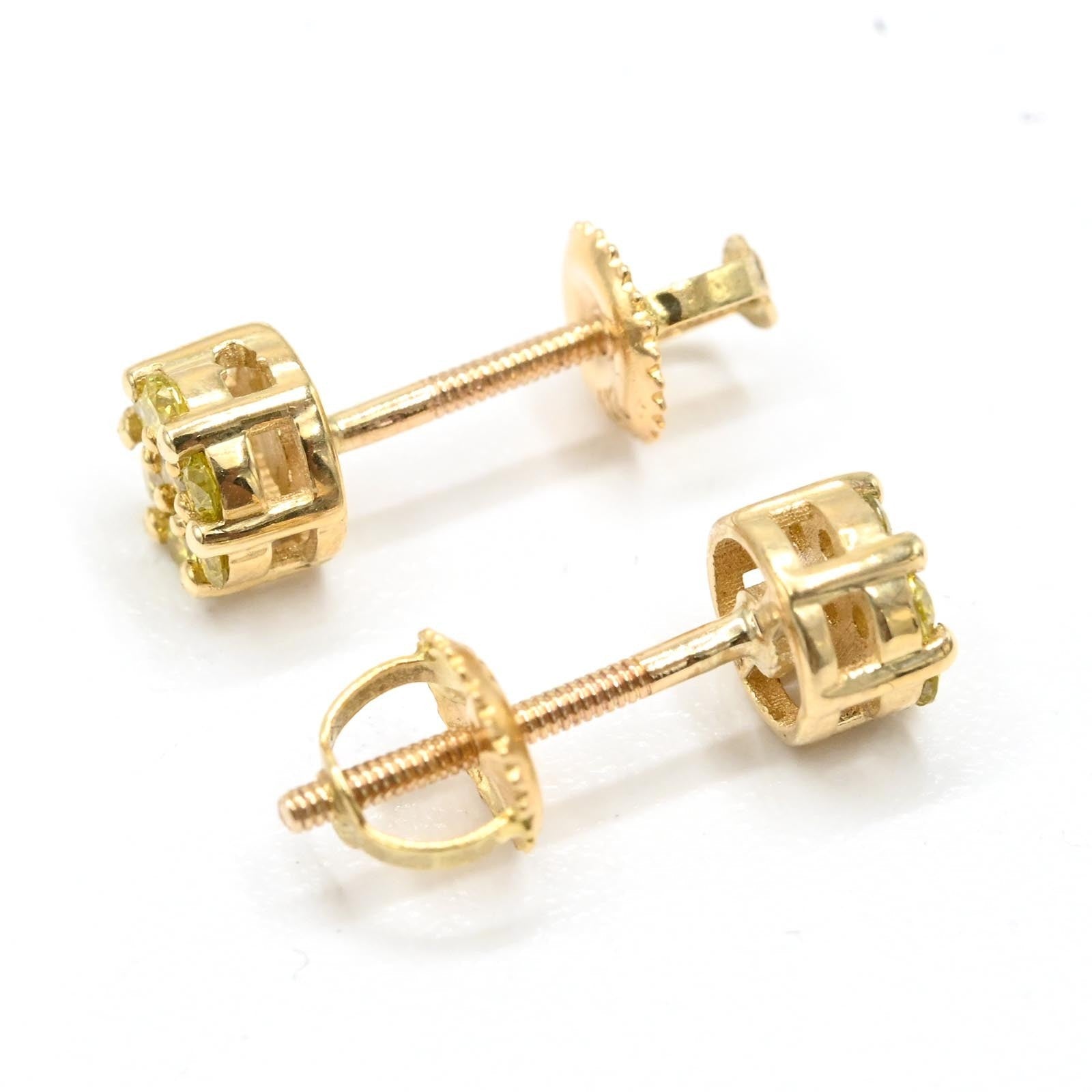 Womens 10k Yellow Gold 0.25CTW Natural Diamond Citrine Round Stud Earring - Elite Jewelers - Earrings