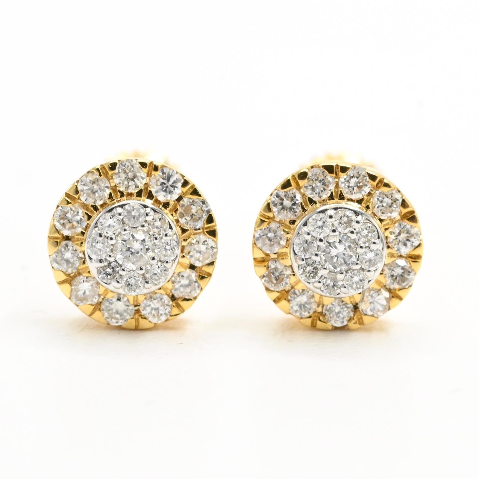 Womens 10k Yellow Gold 0.33CTW Natural Round Diamond 2 Layer Stud Earring - Elite Jewelers - Earrings