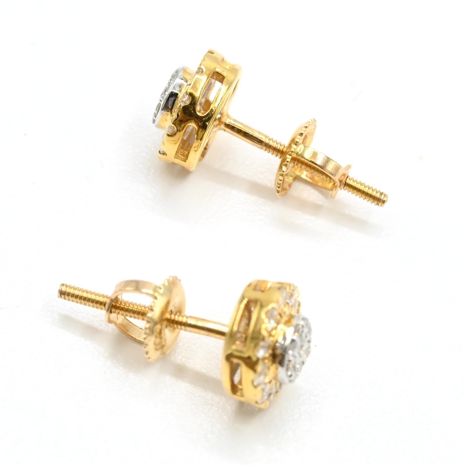 Womens 10k Yellow Gold 0.33CTW Natural Round Diamond 2 Layer Stud Earring - Elite Jewelers - Earrings