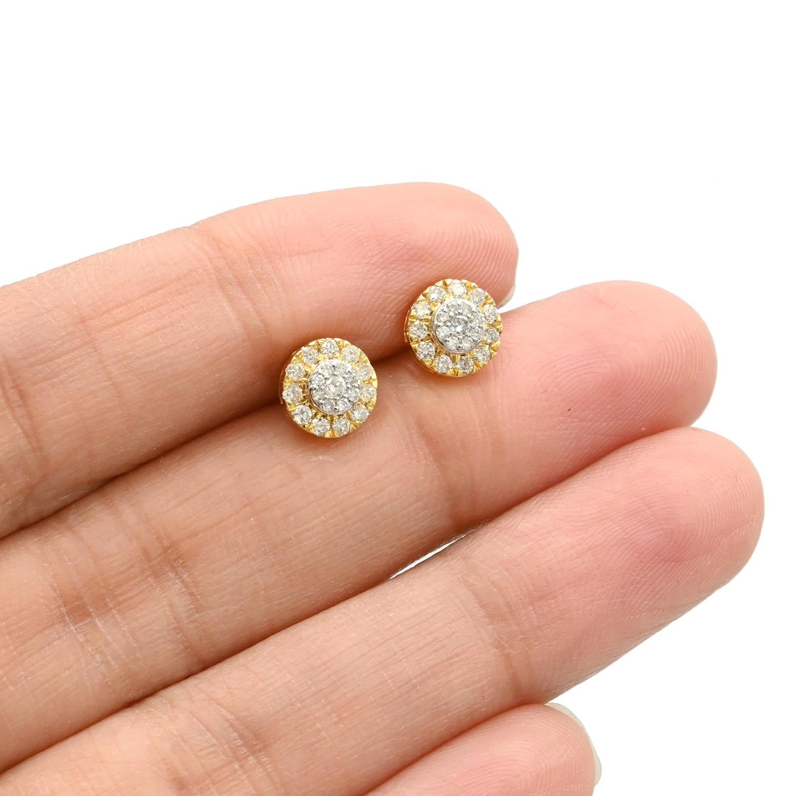 Womens 10k Yellow Gold 0.33CTW Natural Round Diamond 2 Layer Stud Earring - Elite Jewelers - Earrings