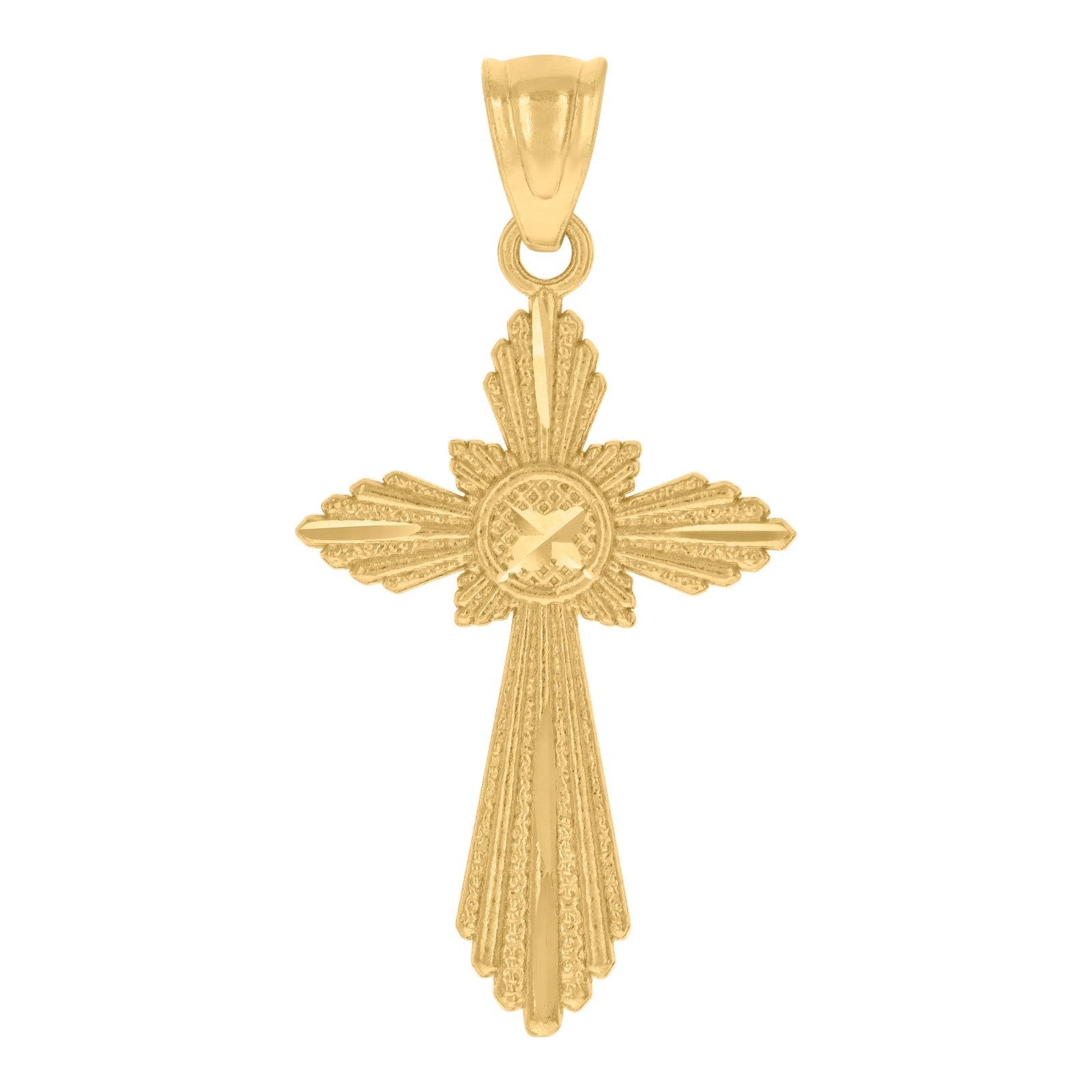Womens 10k Yellow Gold Textured Cross Religious Charm 1gms Pendant - Elite Jewelers - Charms & Pendants