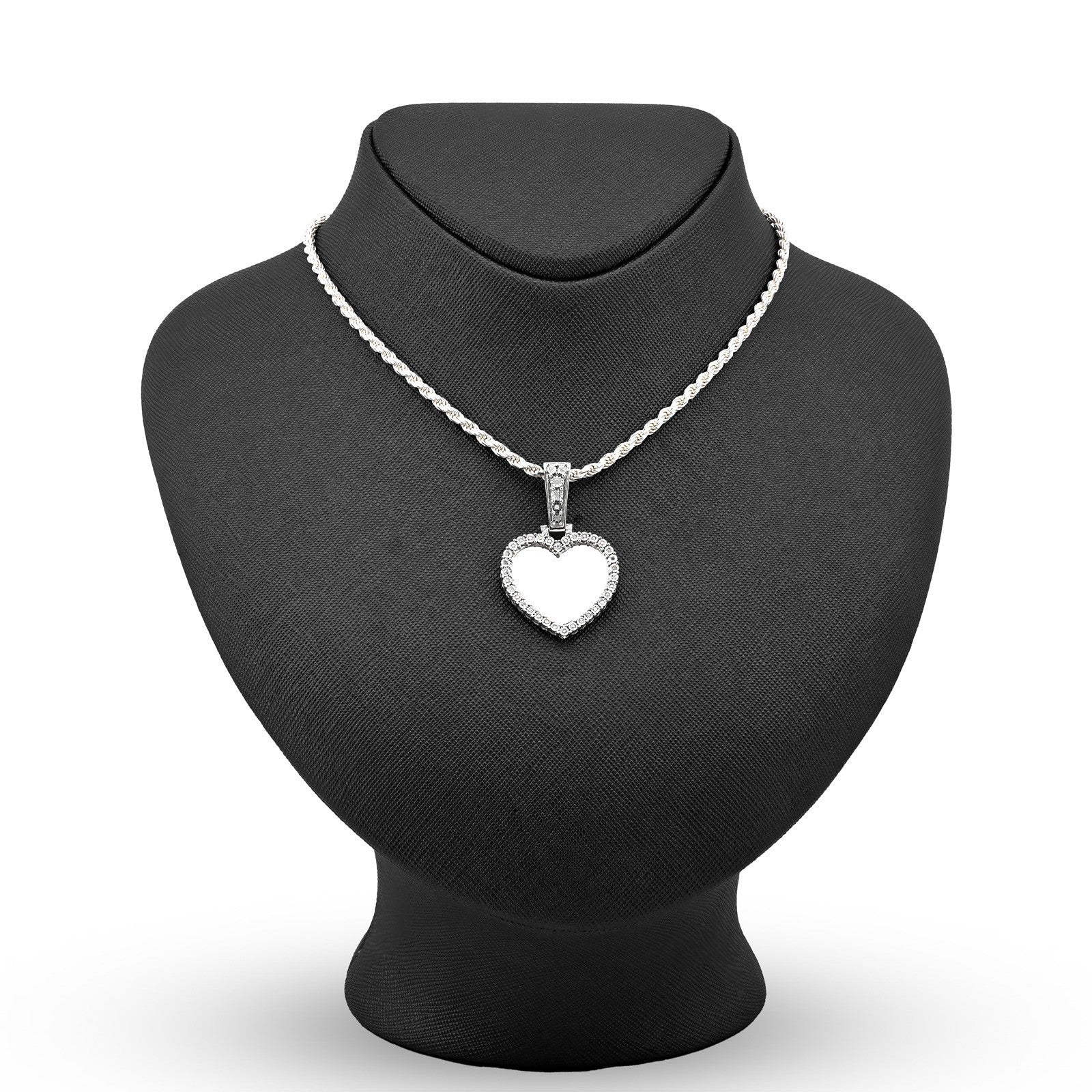 Womens 925 Silver 5.1g 0.3CTW Natural Diamond Heart Shaped Picture Pendant Charm - Elite Jewelers - Charms & Pendants