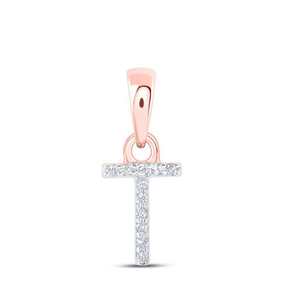 0.02CTW Natural Diamond 0.27g 10k Rose Gold Initial "T" Pendant Letter Charm - Elite Jewelers - Charms & Pendants