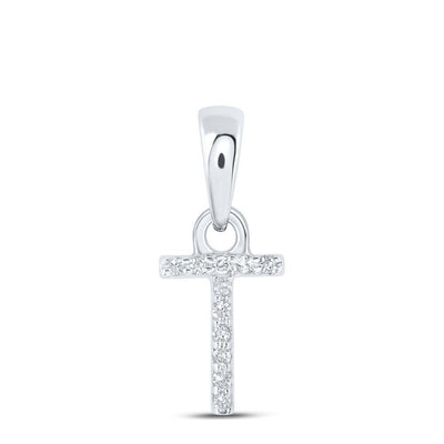 0.02CTW Natural Diamond 0.27g 10k White Gold Initial "T" Pendant Letter Charm - Elite Jewelers - Charms & Pendants