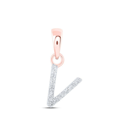 0.03CTW Natural Diamond 0.31g 10k Rose Gold Initial "V" Pendant Letter Charm - Elite Jewelers - Charms & Pendants