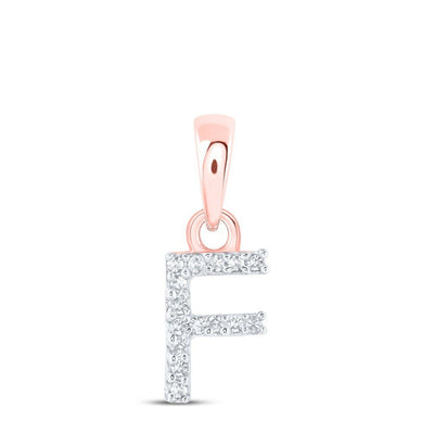 0.03CTW Natural Diamond 0.32g 10k Rose Gold Initial "F" Pendant Letter Charm - Elite Jewelers - Charms & Pendants