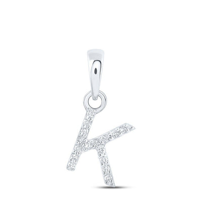 0.03CTW Natural Diamond 0.32g 10k White Gold Initial "K" Pendant Letter Charm - Elite Jewelers - Charms & Pendants