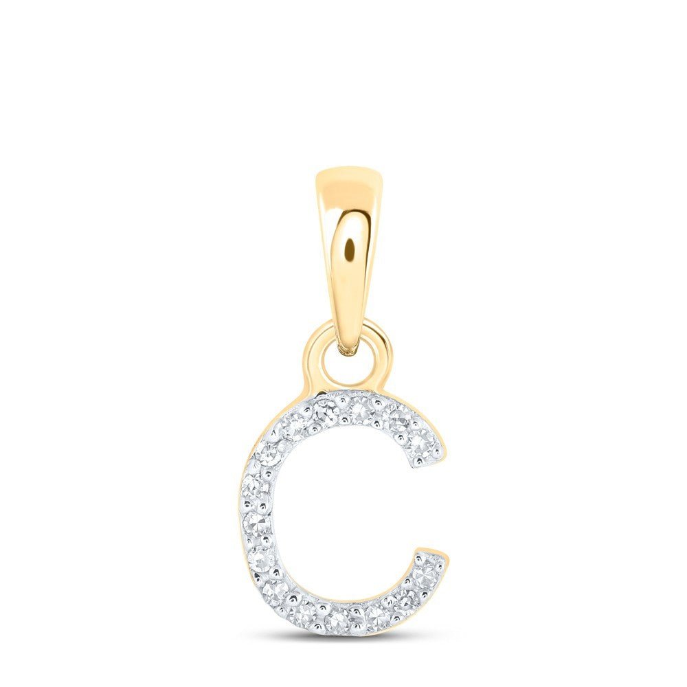 0.03CTW Natural Diamond 0.32g 10k Yellow Gold Initial "C" Pendant Letter Charm - Elite Jewelers - Charms & Pendants