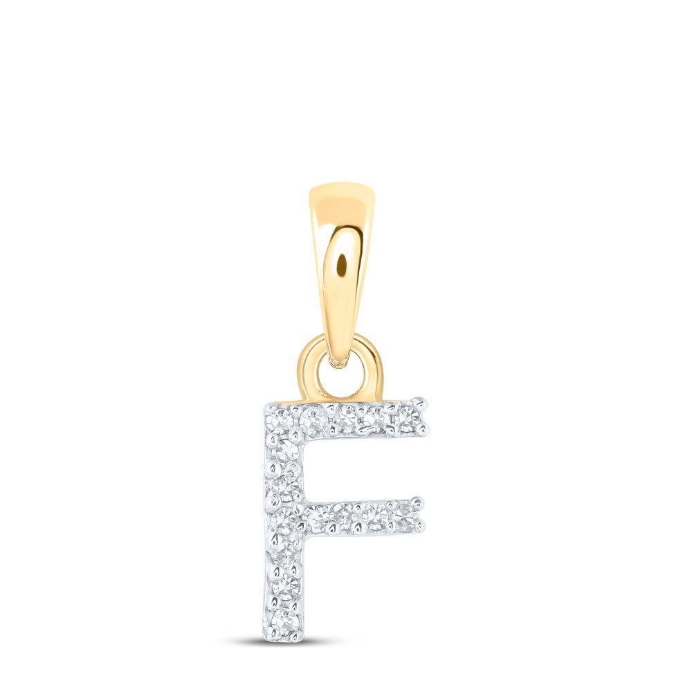 0.03CTW Natural Diamond 0.32g 10k Yellow Gold Initial "F" Pendant Letter Charm - Elite Jewelers - Charms & Pendants