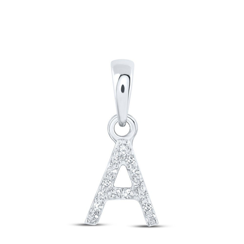 0.03CTW Natural Diamond 0.34g 10k White Gold Initial "A" Pendant Letter Charm - Elite Jewelers - Charms & Pendants
