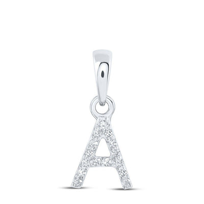 0.03CTW Natural Diamond 0.34g 10k White Gold Initial "A" Pendant Letter Charm - Elite Jewelers - Charms & Pendants