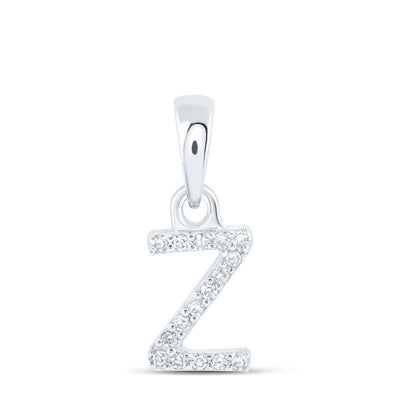 0.03CTW Natural Diamond 0.34g 10k White Gold Initial "Z" Pendant Letter Charm - Elite Jewelers - Charms & Pendants