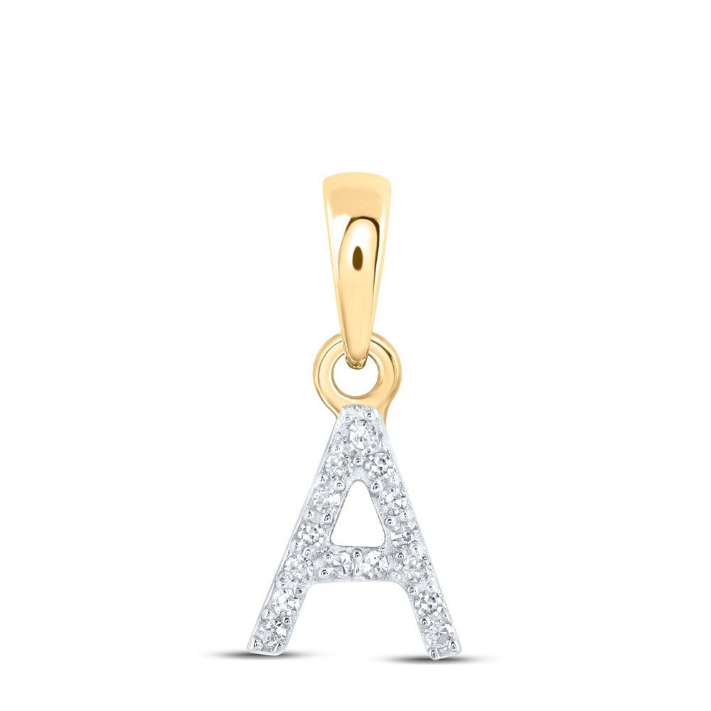 0.03CTW Natural Diamond 0.34g 10k Yellow Gold Initial "A" Pendant Letter Charm - Elite Jewelers - Charms & Pendants