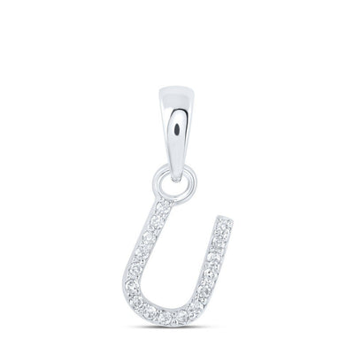 0.03CTW Natural Diamond 0.36g 10k White Gold Initial "U" Pendant Letter Charm - Elite Jewelers - Charms & Pendants