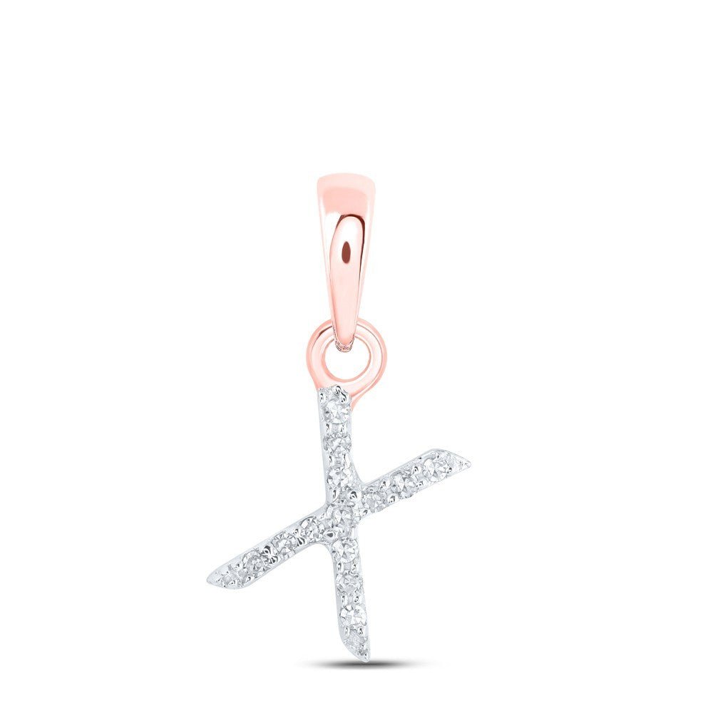 0.03CTW Natural Diamond 0.3g 10k Rose Gold Initial "X" Pendant Letter Charm - Elite Jewelers - Charms & Pendants