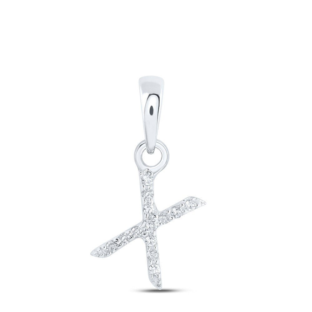 0.03CTW Natural Diamond 0.3g 10k White Gold Initial "X" Pendant Letter Charm - Elite Jewelers - Charms & Pendants