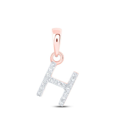 0.04CTW Natural Diamond 0.37g 10k Rose Gold Initial "H" Pendant Letter Charm - Elite Jewelers - Charms & Pendants