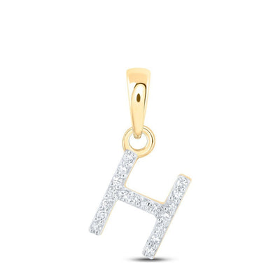 0.04CTW Natural Diamond 0.37g 10k Yellow Gold Initial "H" Pendant Letter Charm - Elite Jewelers - Charms & Pendants