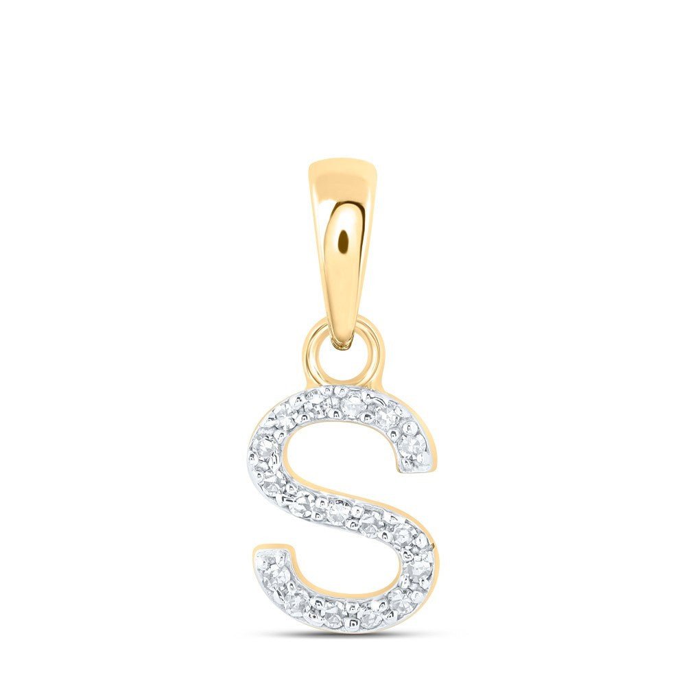 0.04CTW Natural Diamond 0.37g 10k Yellow Gold Initial "S" Pendant Letter Charm - Elite Jewelers - Charms & Pendants