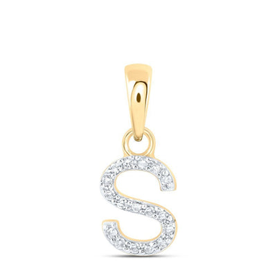 0.04CTW Natural Diamond 0.37g 10k Yellow Gold Initial "S" Pendant Letter Charm - Elite Jewelers - Charms & Pendants