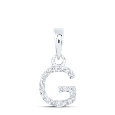 0.04CTW Natural Diamond 0.38g 10k White Gold Initial "G" Pendant Letter Charm - Elite Jewelers - Charms & Pendants
