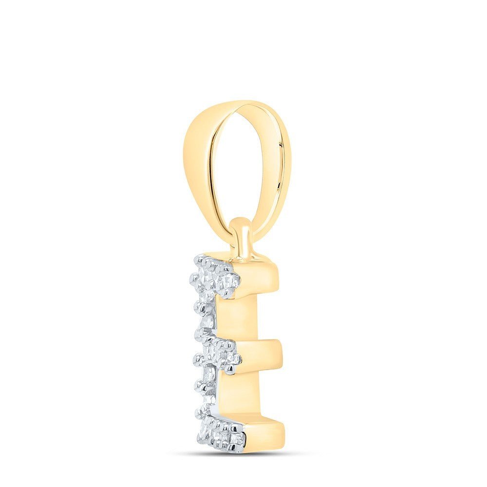 0.04CTW Natural Diamond 0.38g 10k Yellow Gold Initial "E" Pendant Letter Charm - Elite Jewelers - Charms & Pendants