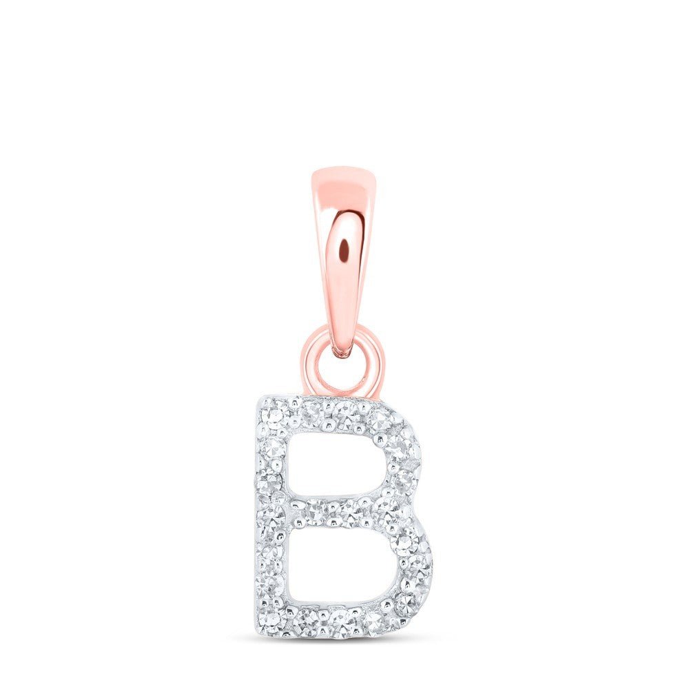 0.04CTW Natural Diamond 0.42g 10k Rose Gold Initial "B" Pendant Letter Charm - Elite Jewelers - Charms & Pendants